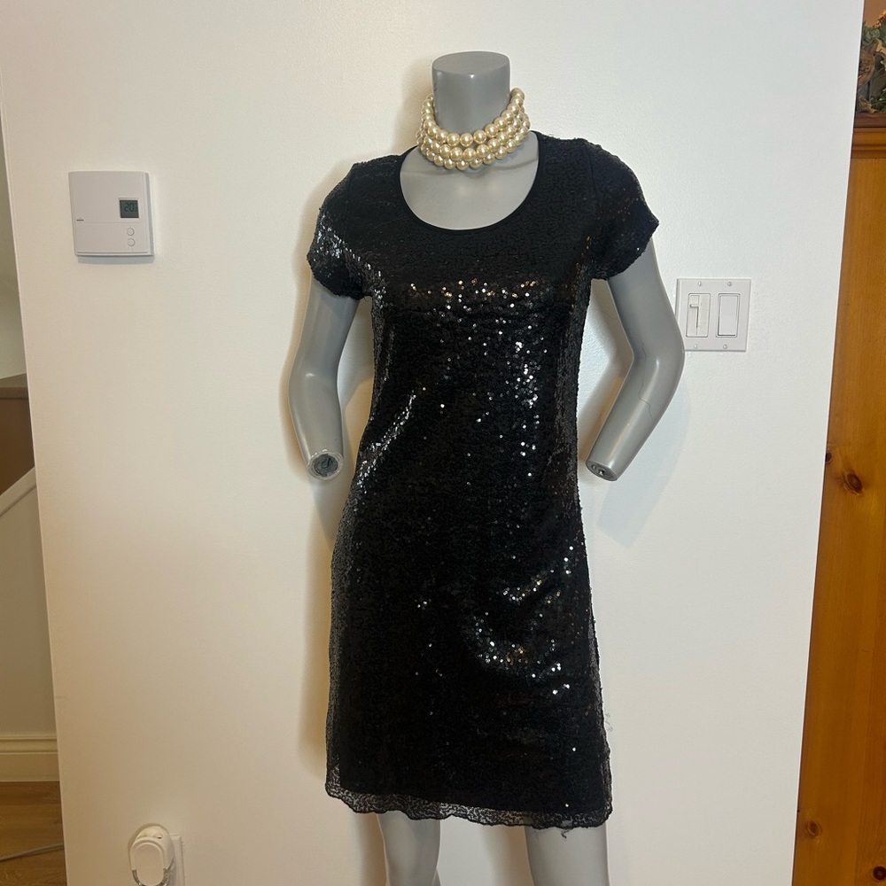 Elegant Black Sequin Midi Dress❤️XS